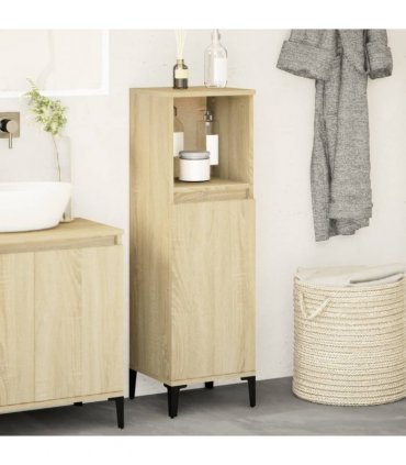 vidaXL Bathroom Cabinet Sonoma Oak 30x30x100 cm Engineered Wood