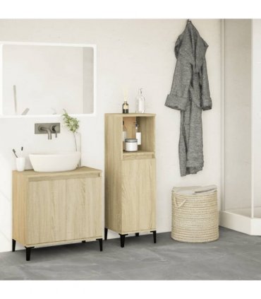 vidaXL Bathroom Cabinet Sonoma Oak 30x30x100 cm Engineered Wood
