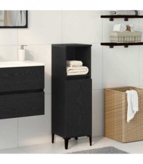 vidaXL Bathroom Cabinet Black Oak 30 x 30 x 100 cm Engineered Wood — V0672039543