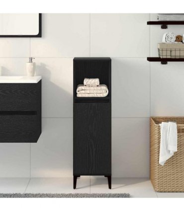 vidaXL Bathroom Cabinet Black Oak 30 x 30 x 100 cm Engineered Wood — V0672039543