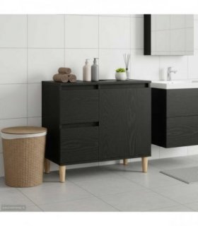 vidaXL Bathroom Cabinet Black Oak 65 x 33 x 60 cm Engineered Wood