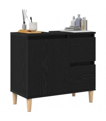vidaXL Bathroom Cabinet Black Oak 65 x 33 x 60 cm Engineered Wood