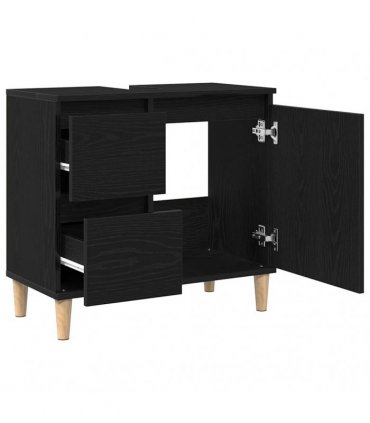 vidaXL Bathroom Cabinet Black Oak 65 x 33 x 60 cm Engineered Wood