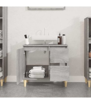 vidaXL Bathroom Cabinet Grey Sonoma 65x33x60 cm Engineered Wood