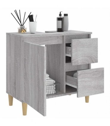 vidaXL Bathroom Cabinet Grey Sonoma 65x33x60 cm Engineered Wood