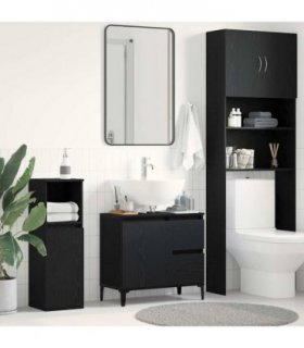 vidaXL Bathroom Cabinet Black Oak 65 x 33 x 60 cm Engineered Wood — V0672039561