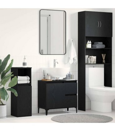 vidaXL Bathroom Cabinet Black Oak 65 x 33 x 60 cm Engineered Wood — V0672039561