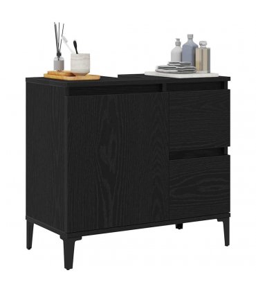 vidaXL Bathroom Cabinet Black Oak 65 x 33 x 60 cm Engineered Wood — V0672039561