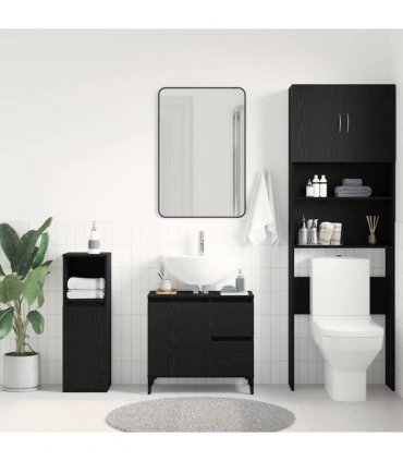 vidaXL Bathroom Cabinet Black Oak 65 x 33 x 60 cm Engineered Wood — V0672039561