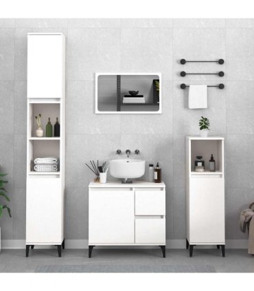 vidaXL Bathroom Cabinet | White | Engineered wood, metal | Medium