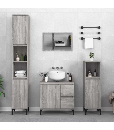 vidaXL Bathroom Cabinet | Grey Sonoma | Engineered Wood, Metal | Standard