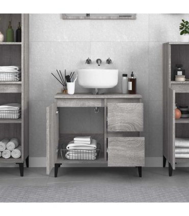 vidaXL Bathroom Cabinet | Grey Sonoma | Engineered Wood, Metal | Standard