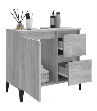 vidaXL Bathroom Cabinet | Grey Sonoma | Engineered Wood, Metal | Standard