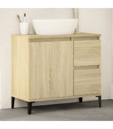 vidaXL Bathroom Cabinet | Sonoma oak | Engineered wood, metal | Medium