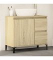 vidaXL Bathroom Cabinet | Sonoma oak | Engineered wood, metal | Medium