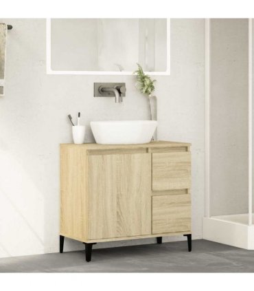 vidaXL Bathroom Cabinet | Sonoma oak | Engineered wood, metal | Medium