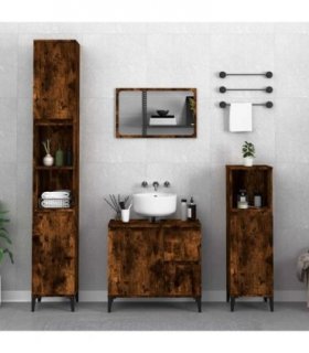 vidaXL Bathroom Cabinet Smoked Oak 65x33x60 cm Engineered Wood — V0672039568