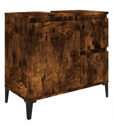 vidaXL Bathroom Cabinet Smoked Oak 65x33x60 cm Engineered Wood — V0672039568