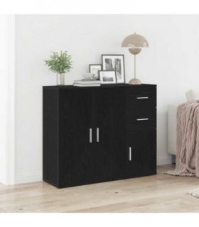 vidaXL Sideboard Black Oak 91x29.5x75 cm Engineered Wood