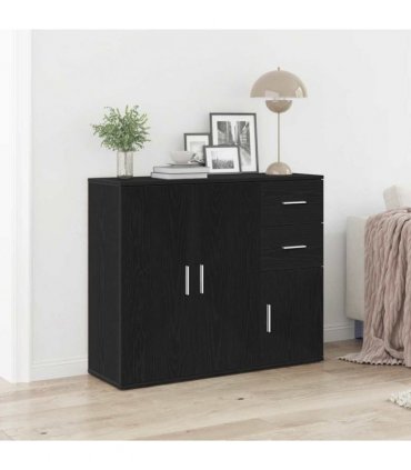 vidaXL Sideboard Black Oak 91x29.5x75 cm Engineered Wood