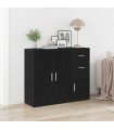 vidaXL Sideboard Black Oak 91x29.5x75 cm Engineered Wood