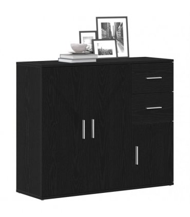 vidaXL Sideboard Black Oak 91x29.5x75 cm Engineered Wood
