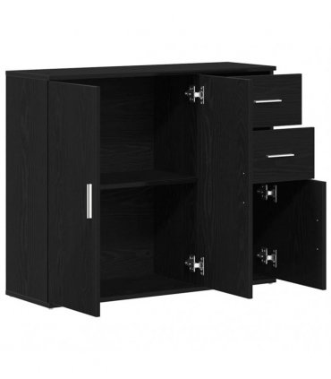 vidaXL Sideboard Black Oak 91x29.5x75 cm Engineered Wood
