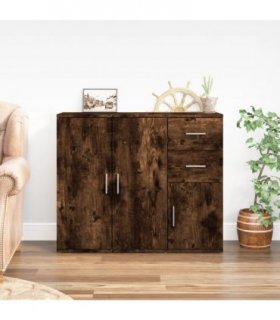 vidaXL Sideboard Smoked Oak 91x29.5x75 cm Engineered Wood