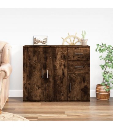 vidaXL Sideboard Smoked Oak 91x29.5x75 cm Engineered Wood