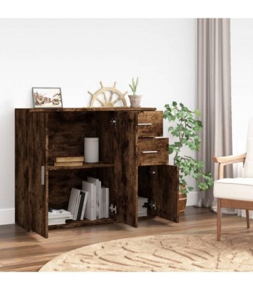 vidaXL Sideboard Smoked Oak 91x29.5x75 cm Engineered Wood