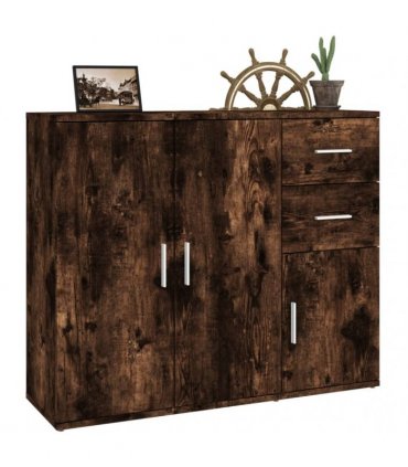vidaXL Sideboard Smoked Oak 91x29.5x75 cm Engineered Wood