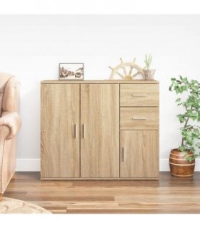 vidaXL Sideboard Sonoma Oak 91x29.5x75 cm Engineered Wood