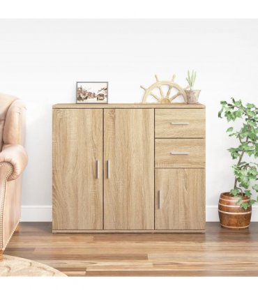 vidaXL Sideboard Sonoma Oak 91x29.5x75 cm Engineered Wood