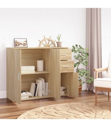 vidaXL Sideboard Sonoma Oak 91x29.5x75 cm Engineered Wood