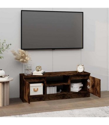 vidaXL TV Cabinet with Door Smoked Oak 102x30x36 cm