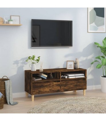 vidaXL TV Cabinet Smoked Oak 100x34.5x44.5 cm Engineered Wood