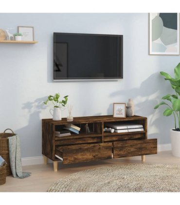 vidaXL TV Cabinet Smoked Oak 100x34.5x44.5 cm Engineered Wood