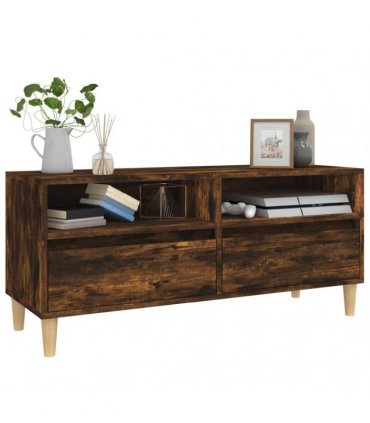 vidaXL TV Cabinet Smoked Oak 100x34.5x44.5 cm Engineered Wood