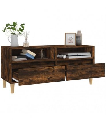 vidaXL TV Cabinet Smoked Oak 100x34.5x44.5 cm Engineered Wood