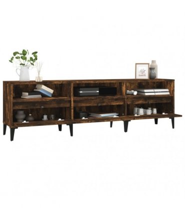 vidaXL TV Cabinet Smoked Oak 150x30x44.5 cm Engineered Wood — V0672039615