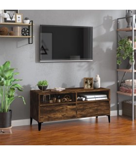 vidaXL TV Cabinet Smoked Oak 100x34.5x44.5 cm Engineered Wood — V0672039616