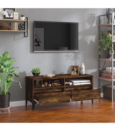 vidaXL TV Cabinet Smoked Oak 100x34.5x44.5 cm Engineered Wood — V0672039616