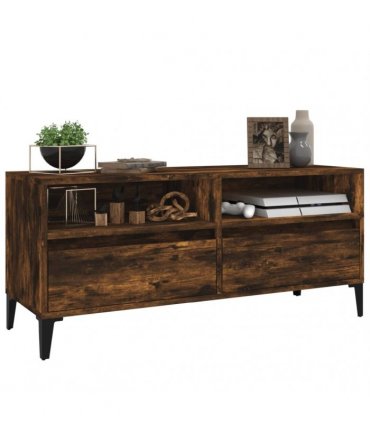 vidaXL TV Cabinet Smoked Oak 100x34.5x44.5 cm Engineered Wood — V0672039616