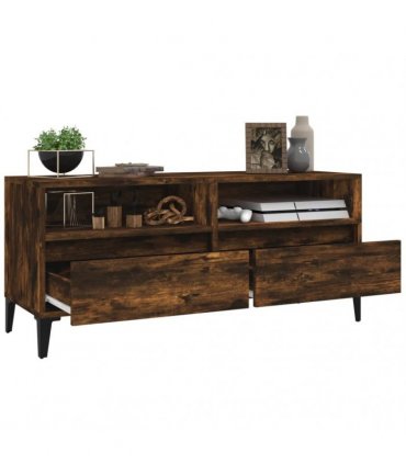 vidaXL TV Cabinet Smoked Oak 100x34.5x44.5 cm Engineered Wood — V0672039616