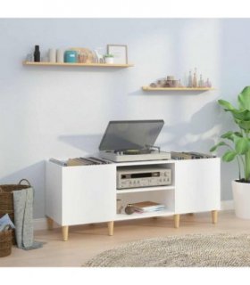 vidaXL Record Cabinet High Gloss White 121x38x48 cm Engineered Wood — Size: 121 x 38 x 48 cm