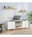 vidaXL Record Cabinet High Gloss White 121x38x48 cm Engineered Wood — Size: 121 x 38 x 48 cm