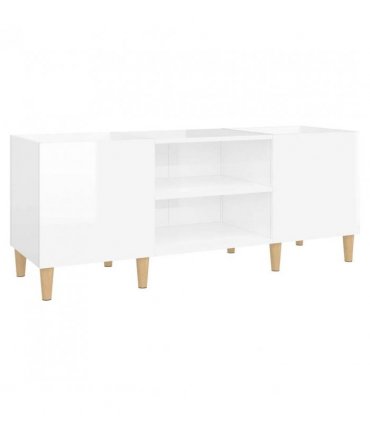 vidaXL Record Cabinet High Gloss White 121x38x48 cm Engineered Wood — Size: 121 x 38 x 48 cm