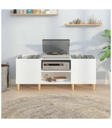 vidaXL Record Cabinet High Gloss White 121x38x48 cm Engineered Wood — Size: 121 x 38 x 48 cm