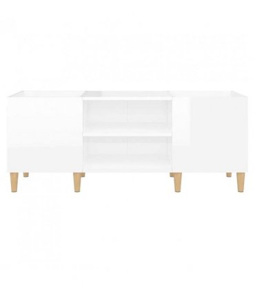 vidaXL Record Cabinet High Gloss White 121x38x48 cm Engineered Wood — Size: 121 x 38 x 48 cm