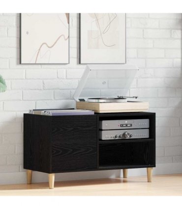 vidaXL Record Cabinet Black oak 84.5 x 38 x 48 cm Engineered Wood
